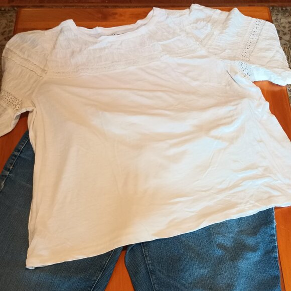 Loft Size XXL Cream Knit Lace Top (EUC) - Picture 1 of 9